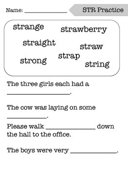 Triple S-Blend Practice Worksheets by A 1st Grade Teacher | TpT