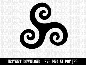 Preview of Triskele Triskelion Triple Spiral Celtic Symbol Clipart Instant Digital Download