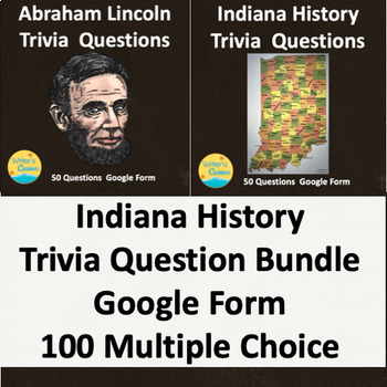 Preview of Abraham Lincoln and Indiana History, Multiple Choice Questions, Google Form