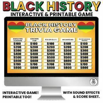 Preview of Trivia For Black History Month | Interactive and Printable Game