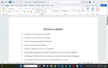 Preview of Trivia en español! (Spanish Trivia)