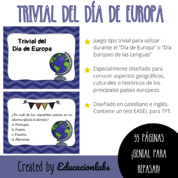 Preview of Trivial del Día de Europa / EU Trivial in Spanish