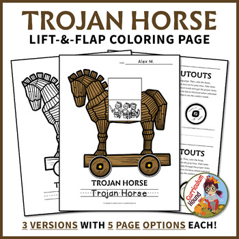 Preview of Trojan Horse Coloring Page Craft Activity - Trojan War, Ancient Greece