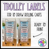 Trolley Labels for 10 Drawer Rolling Cart | Neutral Labels