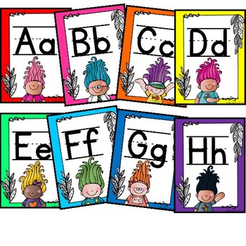 trolls alphabet printable class decor by third grade on the move