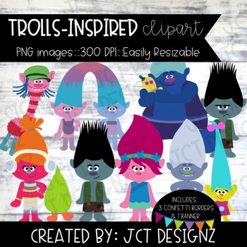 Trolls Inspired Clipart by Trial and Error Teaching- Janell Tomlinson