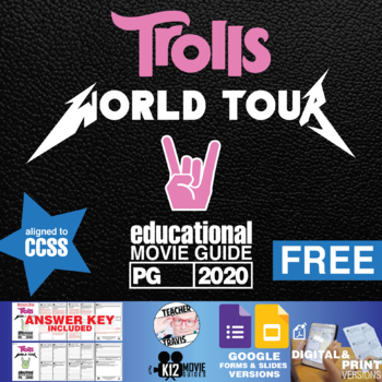 Preview of Trolls World Tour Free Movie Guide | Worksheet | Google Formats (PG - 2020)