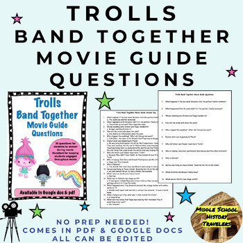 Preview of Trolls Band Together Movie Guide Questions