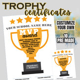 End of Year Awards || Trophy Certificates || EDITABLE & 10