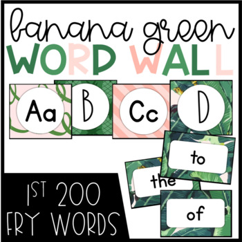 Preview of Tropical Banana Green Word Wall Header and Word Cards