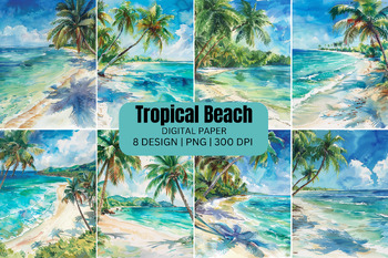 Preview of Tropical Beach Digital Paper Background