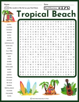 beach word search teaching resources teachers pay teachers