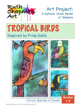 Preview of Tropical Birds Inspired by Frida Kahlo: Parrots, Quetzals & Toucans