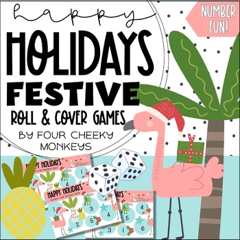 Preview of Tropical Christmas Theme Roll and Cover / Number Recognition Games
