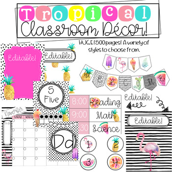 Preview of Bright Tropical Classroom Theme Decor