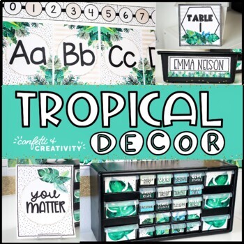 Preview of Tropical Classroom Decor Bundle | Tropical Classroom Theme