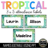 Tropical Classroom Decor - Editable Attendance Card Labels (3x5)