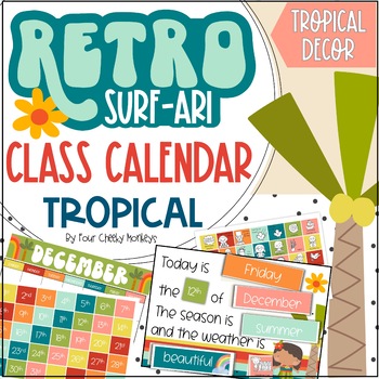 Preview of Tropical Classroom Decor // Hawaiian Themed Classroom Decor Calendar