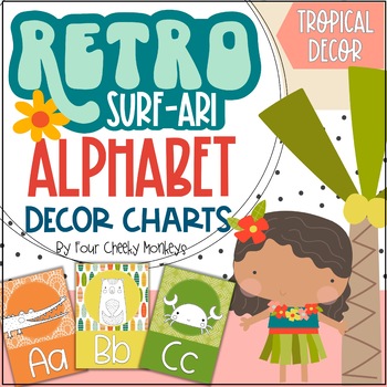Preview of Tropical Classroom Decor / Retro Hawaiian Surf / Beach Theme Alphabet Display
