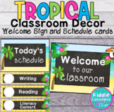 Tropical Classroom Theme - Welcome Sign and Schedule Cards