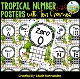 Tropical Classroom Themed Number Posters with Ten Frames 0 - 20