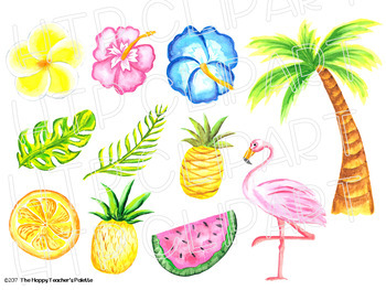 Watercolor Tropical Clip Art Watercolor Summer Clip Art Set 