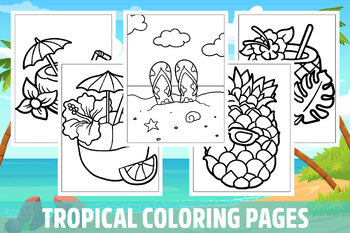 Tropical Coloring Pages for Kids, Girls, Boys, Teens Birthday School ...