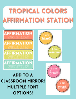 Preview of Tropical Colors Affirmation Station