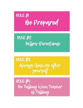 Preview of Tropical Colors Bulletin Board Classroom Rules Set and Labels {EDITABLE}