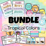 Tropical Colors Classroom Decor BUNDLE (Pastel Rainbow Col