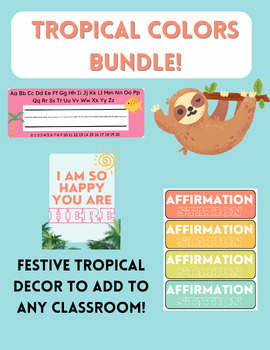 Preview of Tropical Colors Classroom Starter Pack!