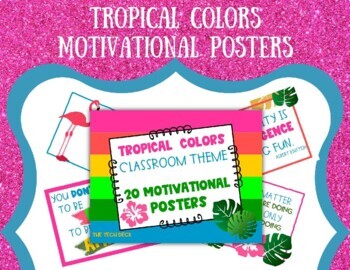 Preview of Tropical Colors Motivational Posters for Classroom