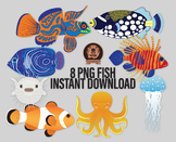 8 Png Tropical Fish Clipart - Saltwater Animals, Illustrat