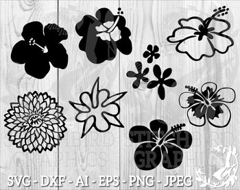 Tropical Flowers Svg Instant Download Commercial Use Svg Silhouette Svg Silh