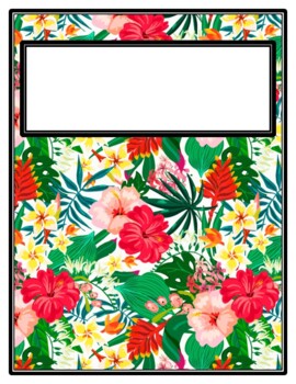 Preview of Tropical Flowers, Spring, Summer Binder Cover and Spines, Back to School