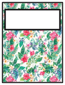 Preview of Tropical Flowers Teacher Binder Cover, Summer Binder Cover and Spines
