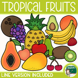 Tropical Fruit Clip Art | Line Versions + Recolor Permission