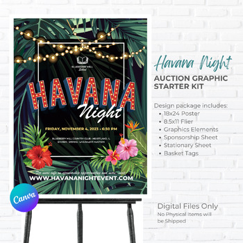 Preview of Tropical Havana Night Auction Fundraiser Graphic Starter Pack