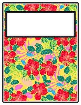Preview of Tropical, Hibiscus Flower Teacher Binder Cover, Summer Binder Cover and Spines