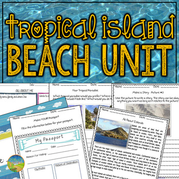 Preview of Tropical Island Beach Unit - Summer Activities for Reading, Writing & Math
