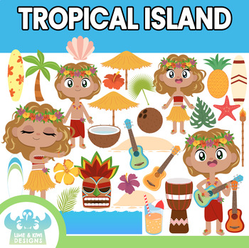 Preview of Tropical Island Clipart (Lime and Kiwi Designs)