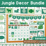 Jungle Boho Theme Classroom Tropical Editable Decor Bundle