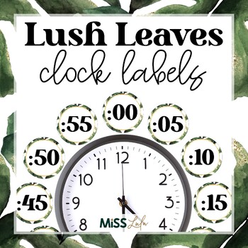 Preview of Tropical Jungle Leaves Clock Labels | Clock Helpers