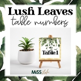 Tropical Jungle Leaves Table Numbers Classroom Decor