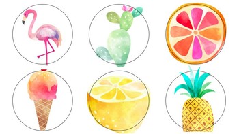 Preview of Tropical Labels EDITABLE Blank Circle