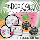 Tropical Labels - Square & Circle. Pineapple & Watermelon!