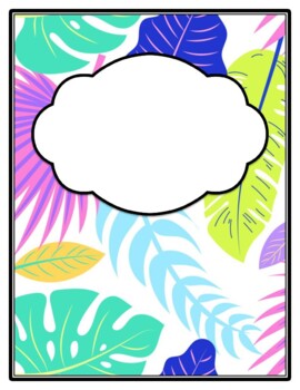 Preview of Tropical Leaves Binder Cover and Spines, Back to School has 1 Binder template