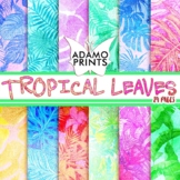 Tropical Leaves Vibrant Digital Paper Background Clip Art 