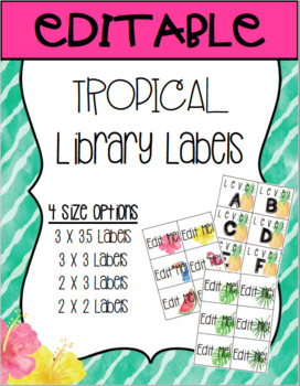 Preview of Tropical Library Labels EDITABLE