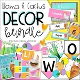 Tropical Classroom Decor Bundle - Bright Llama and Cactus